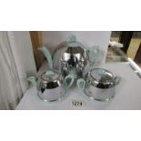 A three piece 1950/60's tea set.