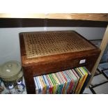 An Edwardian bedroom stool with bergÃ¨re top, 49cm x 36cm height 43cm, COLLECT ONLY