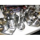 2 sets of silver plate tea sets on trays plus 2 extra milk jugs and sugar bowls