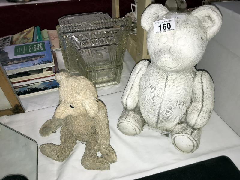 2 teddy bear garden ornaments or door stops, COLLECT ONLY