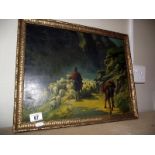 A gilt framed painting of mountain sheep, signed but indistinct, 49cm x 39cm, COLLECT ONLY