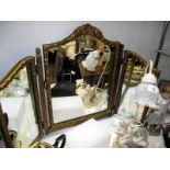 A triple mirrored gilt frame dressing table mirror, COLLECT ONLY