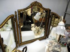 A triple mirrored gilt frame dressing table mirror, COLLECT ONLY