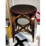 A bamboo and wicker plant stand Height 53cm, diameter 38cm, COLLECT ONLY