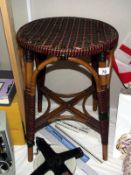 A bamboo and wicker plant stand Height 53cm, diameter 38cm, COLLECT ONLY