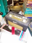 A boxed Ross RE-336 Dynamic microphone, Roberts radio and kitchen scales