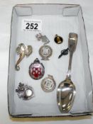 Silver fobs, spoon etc.