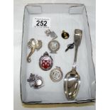 Silver fobs, spoon etc.