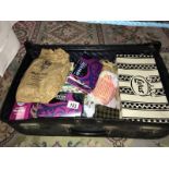 An old case of vintage sewing/tapestry/craft items