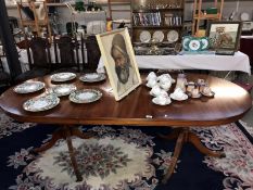 A dark wood stained extending dining table 214cm x 100cm, height 76cm, COLLECT ONLY