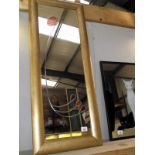 A gilt framed mirror with leaded decoration, size 42cm x 100cm, COLLECT ONLY