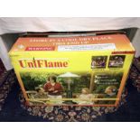 A boxed Uniflame garden patio heater, believe to be complete, appears unused, COLLECT ONLY