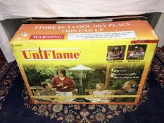 A boxed Uniflame garden patio heater, believe to be complete, appears unused, COLLECT ONLY