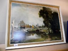A vintage print on board of 'The Mill at Dedham' by John Constable 79cm x 58cm COLLECT ONLY