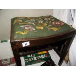 A tapestry topped piano/dressing table stool, COLLECT ONLY
