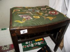 A tapestry topped piano/dressing table stool, COLLECT ONLY