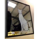 A black and white cat mirror, 48cm x 56cm, COLLECT ONLY