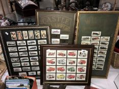 Quantity of collectors cards in 4 frames, 3 of which are glazed, COLLECT ONLY