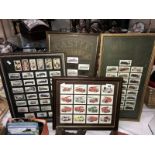 Quantity of collectors cards in 4 frames, 3 of which are glazed, COLLECT ONLY