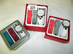 3 ladies watches with interchangeable straps