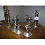 3 pairs of plated candlesticks