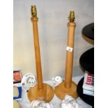 2 tall wooden (beech) table lamps, COLLECT ONLY