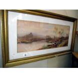 A gilt frames watercolour signed Donald Grahame, size; 90cm x 48cm, COLLECT ONLY