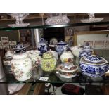 A selection of lidded pots and ginger jars