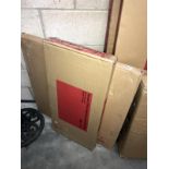 An unopened boxed Tension office steel bookshelf (glass) and an office steel corner return,