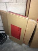 An unopened boxed Tension office steel bookshelf (glass) and an office steel corner return,