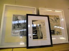 3 framed and glazed vintage advertising prints (ladies products) 43cm x 54cm and 33cm x 43cm COLLECT