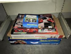 Scalextric and Macro Scalextric racing sets etc, not sure of completeness or if they are working,