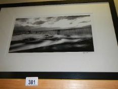 A framed and glazed photo of 'Breakwater Aberdeen Harbour' by Ray Smith, 77 x 49 cm. COLLECT ONLY.