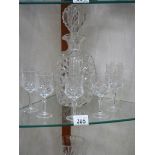 A good quality mid 20C oval cut glass decanter and six glasses. COLLECT ONLY.