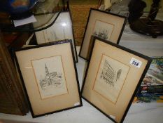 A set of four framed and glazed engravings. COLLECT ONLY