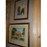 Two framed and glazed watercolours of houses. COLLECT ONLY.