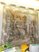 A tapestry wall hanging of a classical Italian? street scene, 58 x 64 cm.
