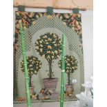A wall tapestry entitled 'French Topiary', Approximately 66 x 91 cm.