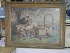 A framed family scene signed L M Roth. COLLECT ONLY.