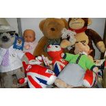 A mixed lot of soft toys,.