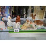 A mixed lot of animal figures including Beswick bull dog.