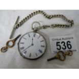 A silver pocket watch (wound to maximum so not working).