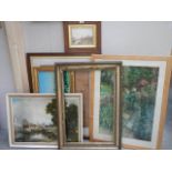 A mixed lot of old pictures and picture frames. COLLECT ONLY.