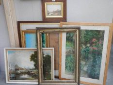 A mixed lot of old pictures and picture frames. COLLECT ONLY.