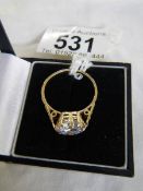 A 9ct gold ring set large simulated 'Tru Diamond' size T.