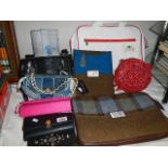 A mixed lot of ladies bags and purses including Harris Tweed, Lacoste, Harley Davidson etc.,