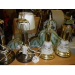 A good lot of table lamps and glass shades.