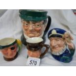 Four Royal Doulton character jugs all in good condition.