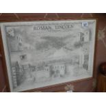 A framed and glazed map 'Roman Lincoln, The Colonia' COLLECT ONLY.