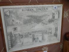 A framed and glazed map 'Roman Lincoln, The Colonia' COLLECT ONLY.